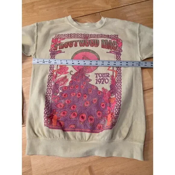 Fleetwood Mac 1970 Tour Sweatshirt Peacock Graphic Cream XS Band Tee - Picture 5 of 7